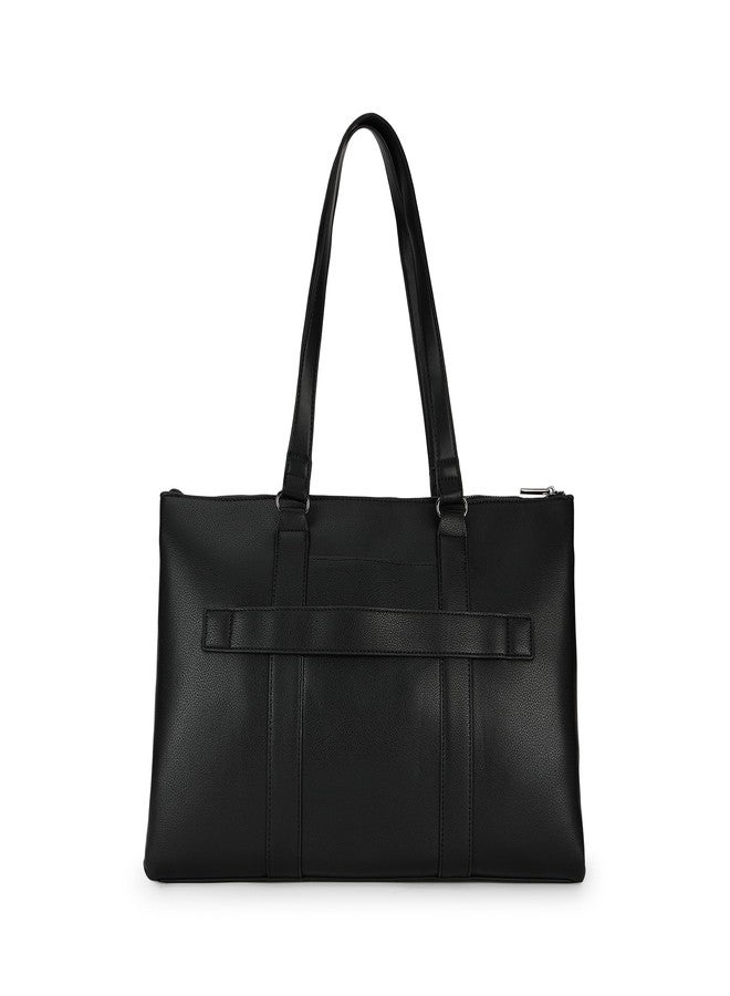 fastrack Structured Laptop Tote Bag for Women | Faux Leather Work Bag with 15-Inch Padded Sleeve, 3 Compartments, Utility Pockets & Zip Closure | Elegant Office & Travel Tote - Image 5